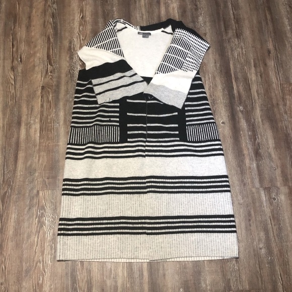 Vince Cardigan Women's Small Draped Cashmere Sleeveless Striped Wool Blend Comfy - Picture 1 of 6